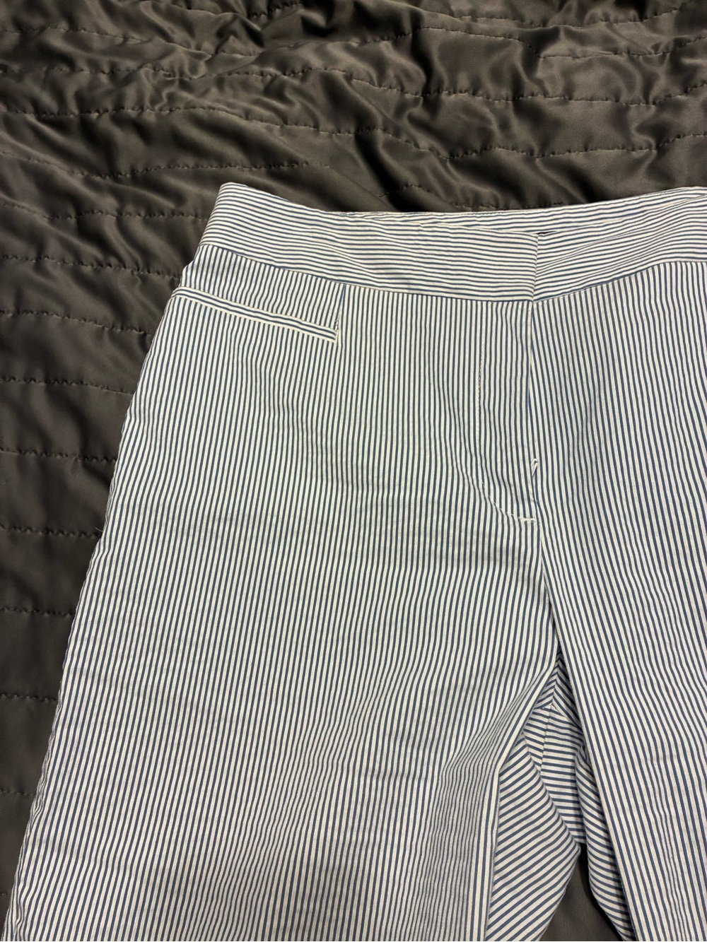 Ann Taylor Navy and White Pinstripe Cropped Pants